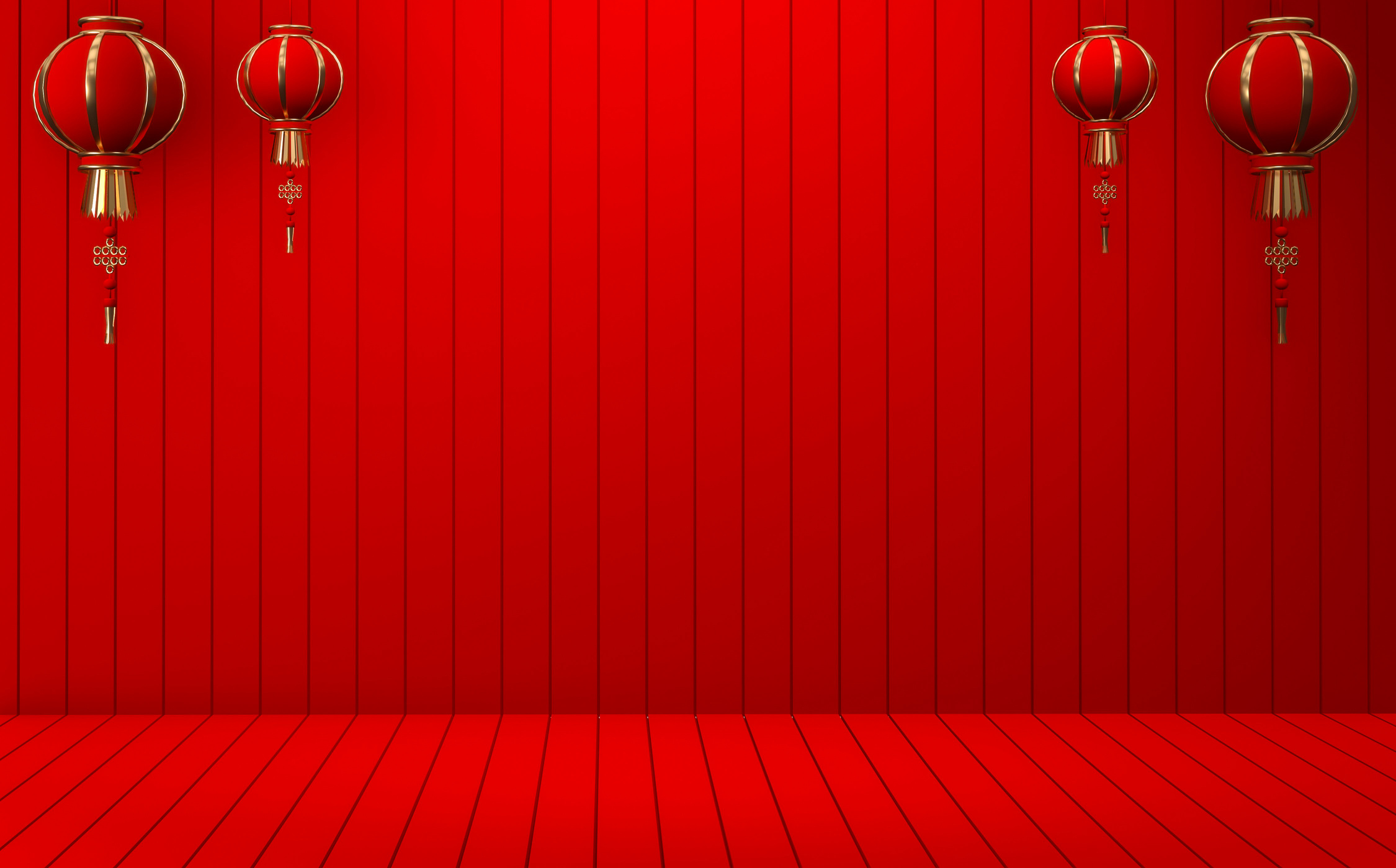 Red Chinese Background with Lanterns